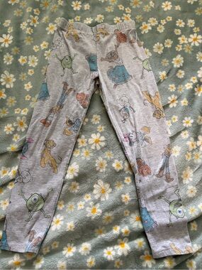 Disney Gray Leggings with Multicolor Character Prints